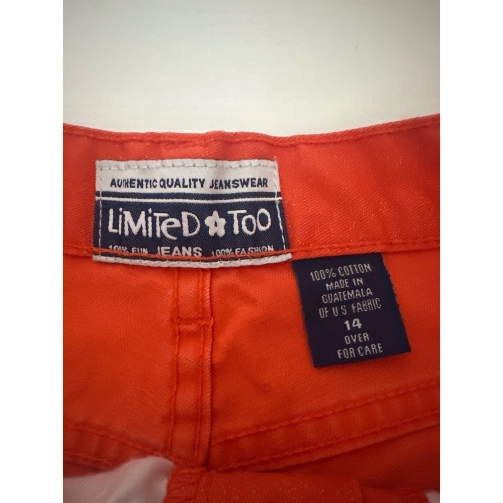 Limited Too Girls Orange Sparkle Denim Shorts Kids Size 14 Fun Fashion Jeans - Picture 6 of 7